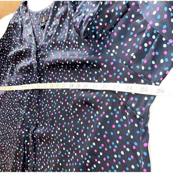 Jason Wu - Women's 1X Blouse Navy Polka Dot Long Balloon Sleeve V-Neck - Picture 11 of 13